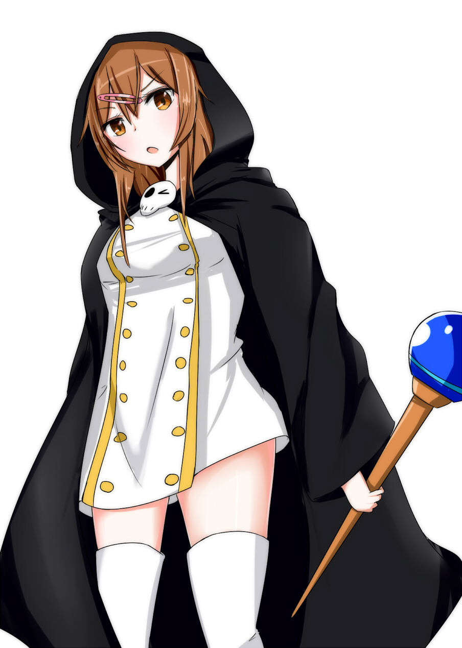 1girl, brown_eyes, brown_hair, chuunibyou_demo_koi_ga_shitai!, cloak, hair_ornament, hairclip, highres
