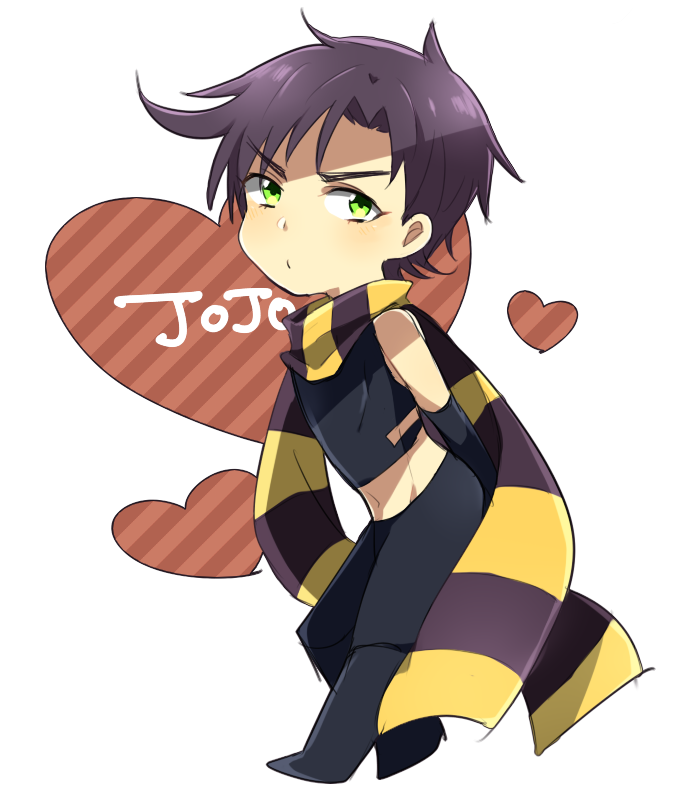 1boy, atsumi-sama, chibi, green_eyes, jojo_no_kimyou_na_bouken, joseph_joestar_(young), purple_hair, scarf