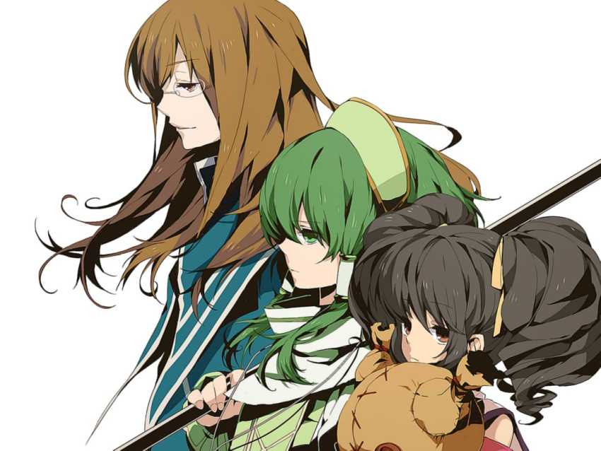 2boys, anise_tatlin, black_hair, brown_eyes, brown_hair, doll, green_eyes, green_hair
