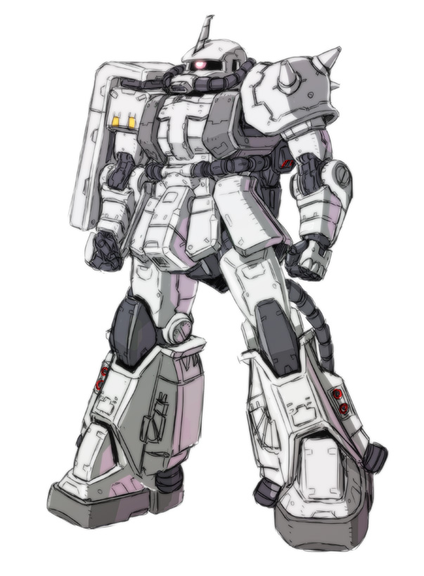 gundam, gundam_msv, kuramochi_kyouryuu, mecha, no_humans, science_fiction, shield, simple_background