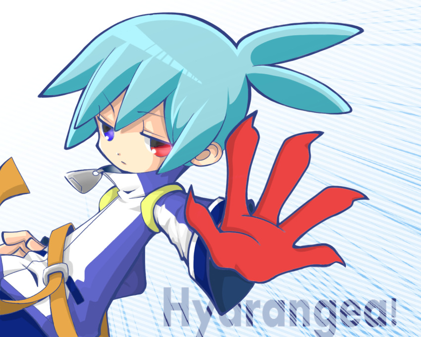 1boy, blue_eyes, blue_hair, flat_gaze, heterochromia, jacket, liruty, male