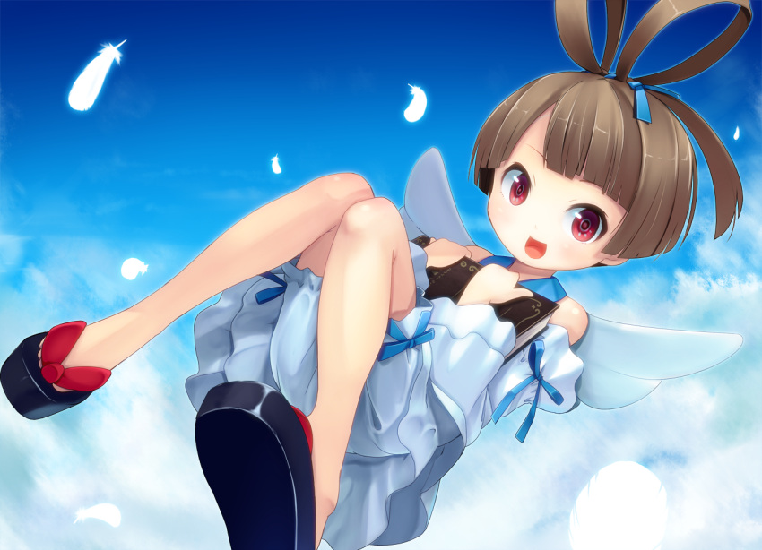 1girl, angel_wings, antenna_hair, bloomers, book, brown_hair, disgaea, disgaea_d2