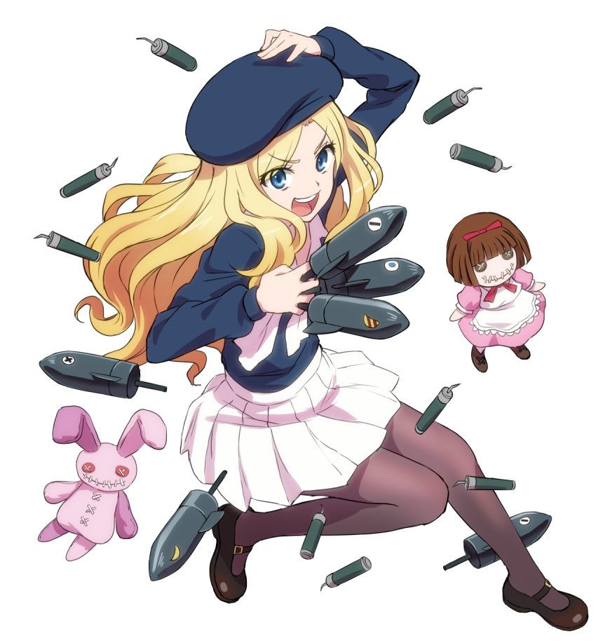 beret, blonde_hair, blue_eyes, frenda_seivelun, hat, highres, kagero_(plusup), long_hair