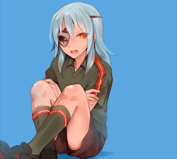 1boy, blue_background, blue_hair, ediblepanda, eyepatch, inazuma_eleven, inazuma_eleven_(series), long_hair