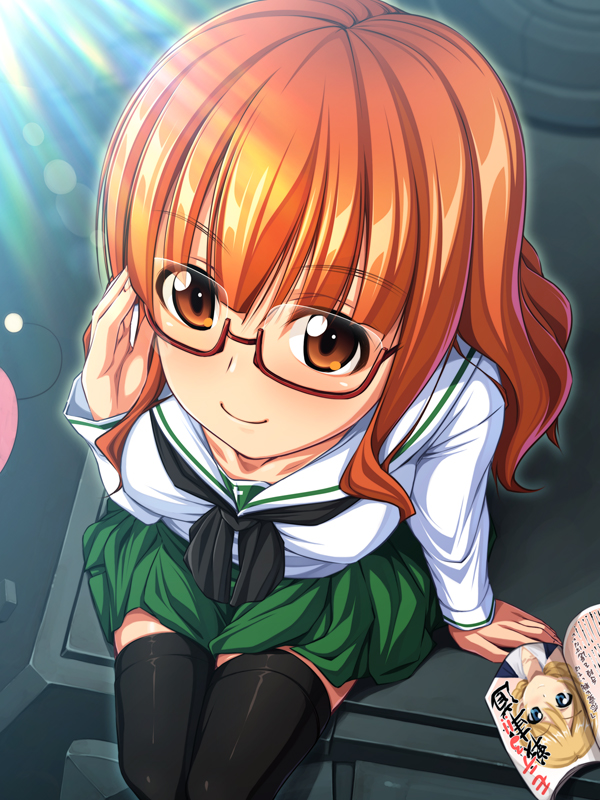 chozuru, darjeeling, girls_und_panzer, glasses, long_hair, magazine, multiple_girls, orange_eyes