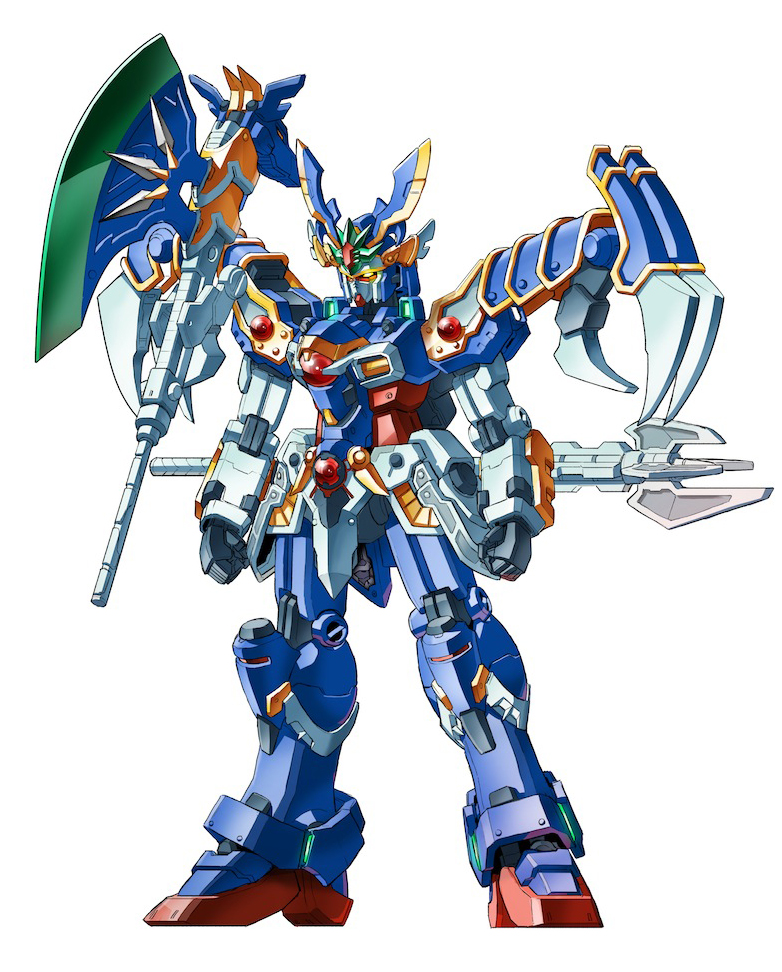 axe, glowing, glowing_eyes, gun, gundam, gundam_0083, gundam_gp-01_zephyranthes, mecha