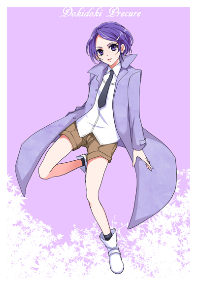 1girl, dokidoki!_precure, hair_ornament, hairclip, kenzaki_makoto, nakaya_106, necktie, precure