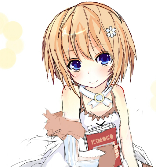 1girl, blanc, blue_eyes, brown_hair, choujigen_game_neptune, short_hair, solo, yosidasann