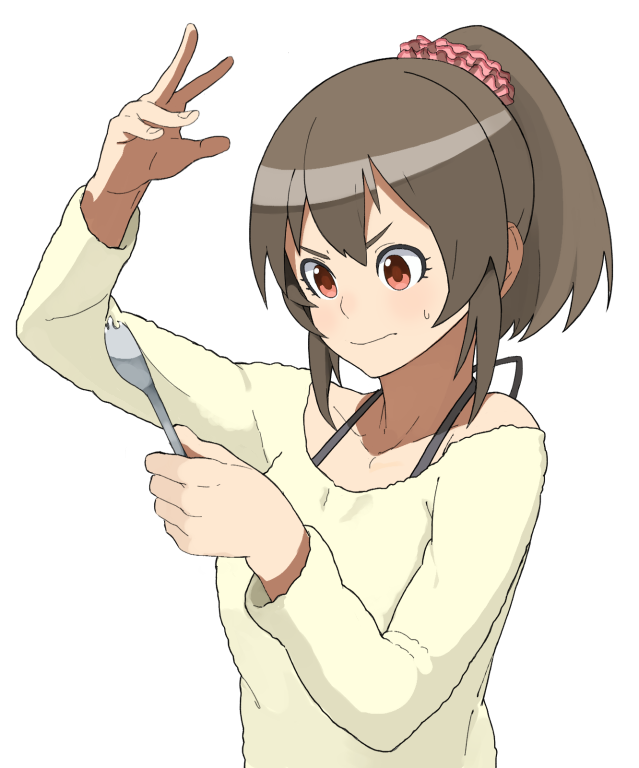 accho_(macchonburike), brown_hair, hori_yuuko, idolmaster, idolmaster_cinderella_girls, ponytail, red_eyes, scrunchie
