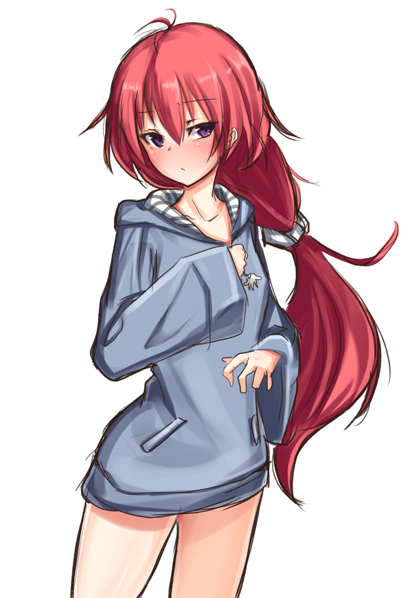 1girl, blush, hooded_jacket, hoodie, kakumeiki_valvrave, long_hair, long_sleeves, matokechi