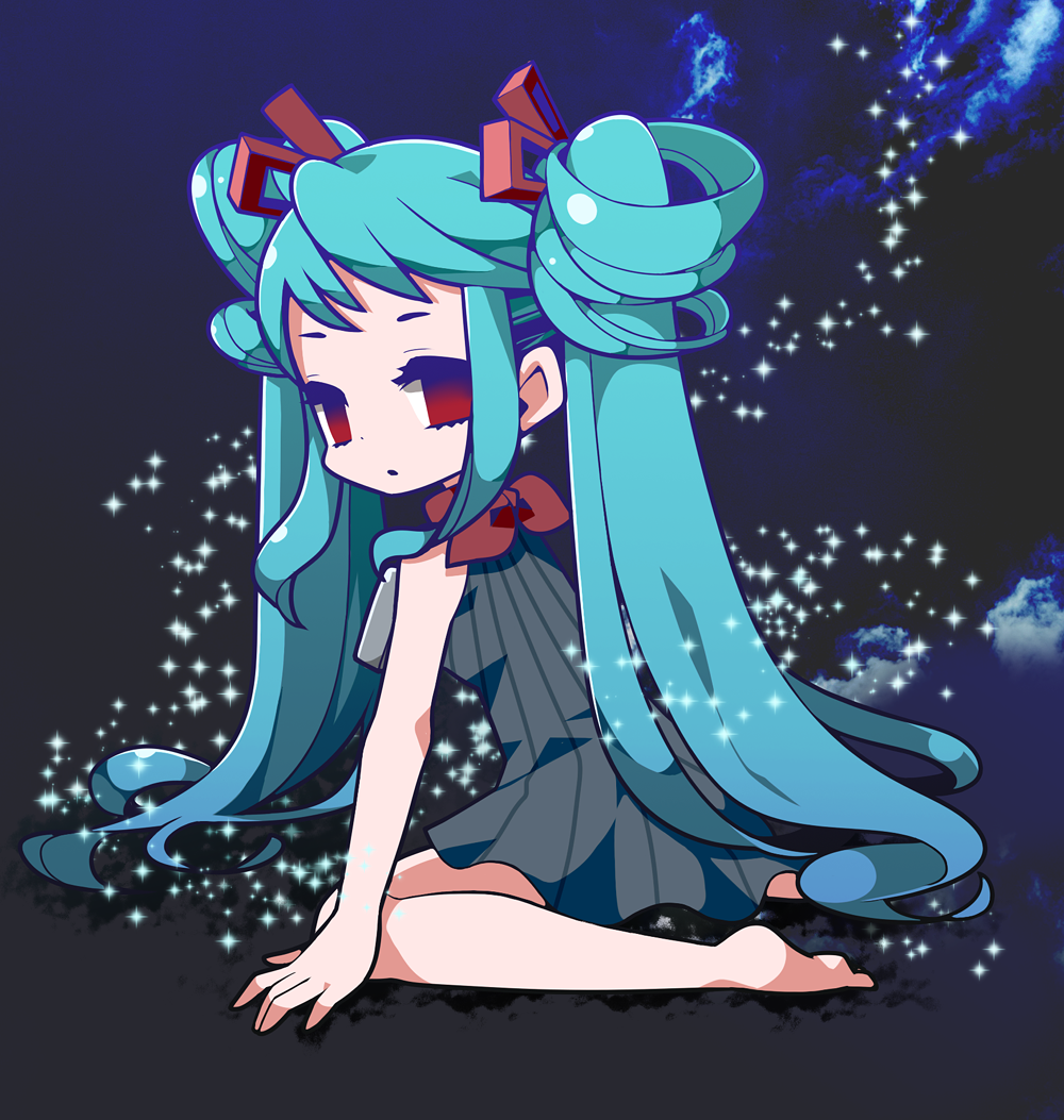 1girl, beatmania, beatmania_iidx, bemani, blue_hair, dress, empty_eyes, hair_ornament