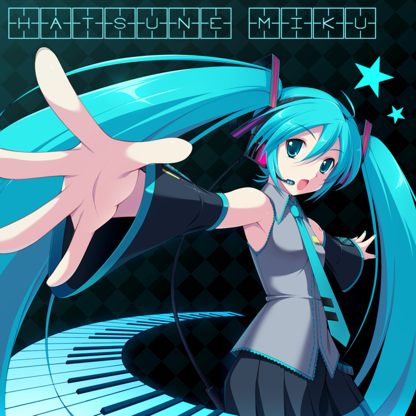 cygnus, detached_sleeves, hatsune_miku, long_hair, open_mouth, solo, vocaloid