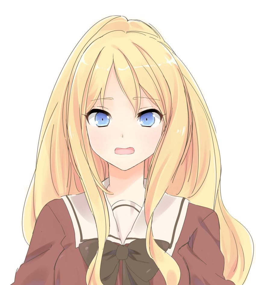 absurdres, blonde_hair, blue_eyes, highres, ikarin, long_hair, open_mouth, school_uniform