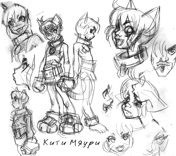 animal_ears, cat_ears, collar, dahr, daniil_kuzmichyov, face, head, sketches, smile, tagme, tears