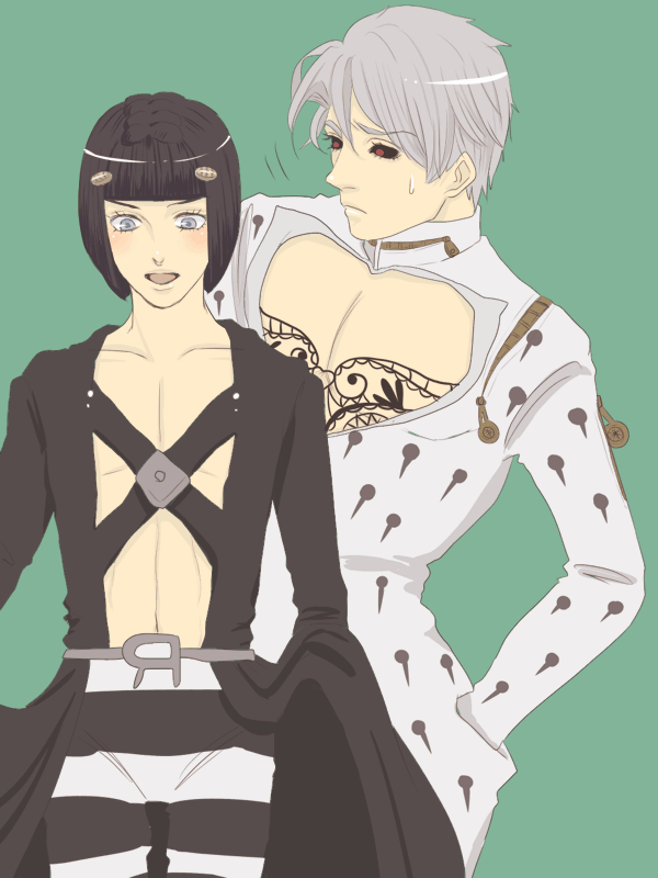 2boys, black_hair, black_sclera, blue_eyes, bob_cut, bruno_bucciarati, bruno_bucciarati_(cosplay), cosplay