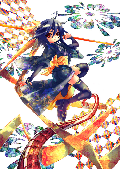 kagano_ai, mahou_shoujo_ai, red_eyes, ribbon, thigh-highs, thighhighs, z4