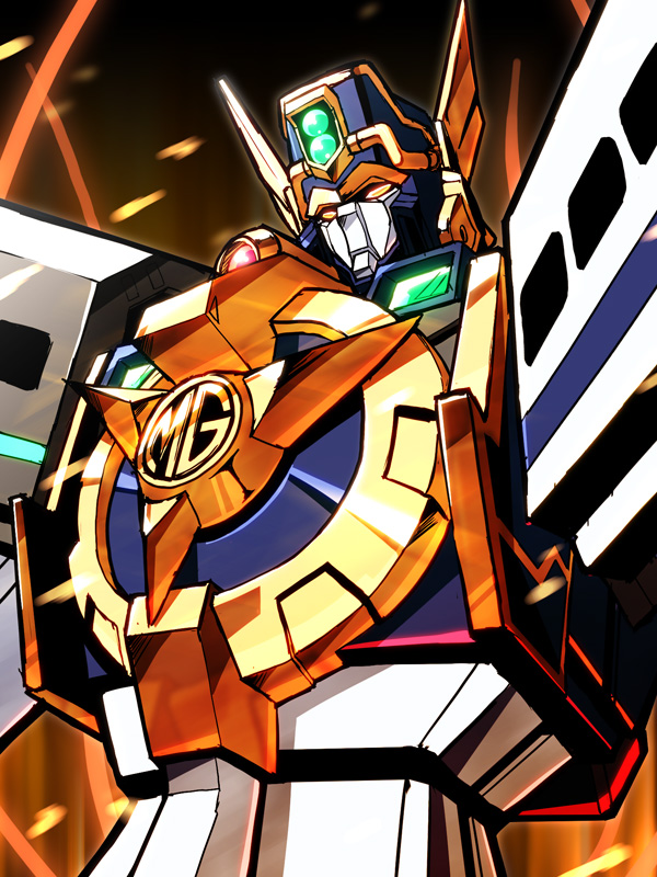 embers, fumizuki_homura, mecha, might_gaine, no_humans, solo, yuusha_series, yuusha_tokkyuu_might_gaine