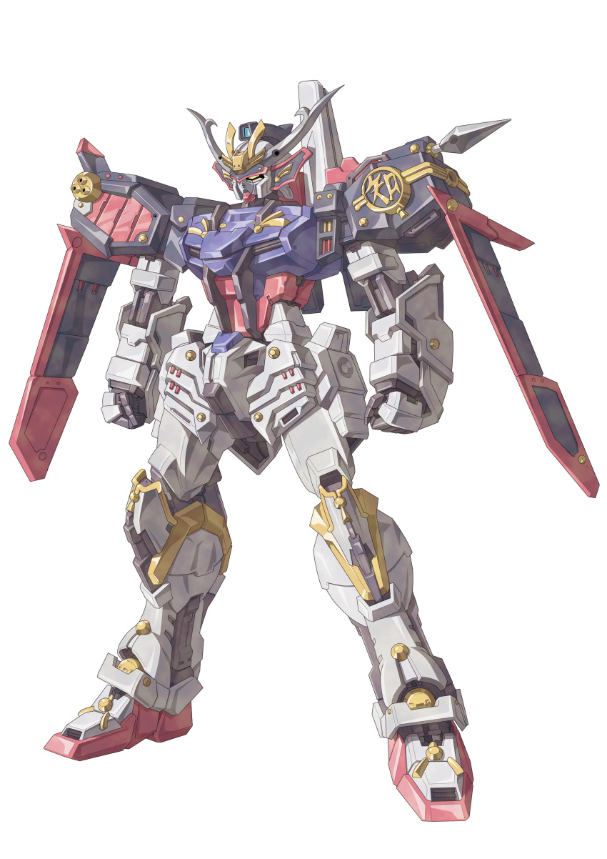 absurdres, bushimaru, gundam, gundam_seed, highres, ibuki_sakura_(sgw_v07), mecha, no_humans, samurai, samurai_armor, sd_gundam, sd_sengokuden, simple_background, solo, strike_gundam, white_background