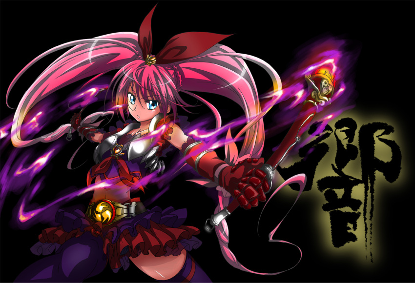1girl, belt, black_background, blue_eyes, cure_melody, dark, female, gloves