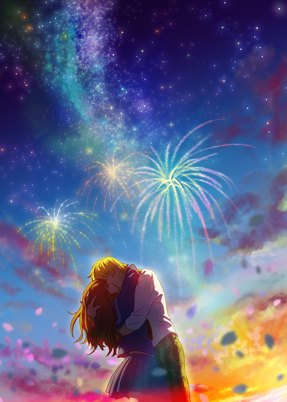 1boy, 1girl, blonde_hair, brown_hair, couple, fate/extra_ccc, fate/zero, fate_(series)