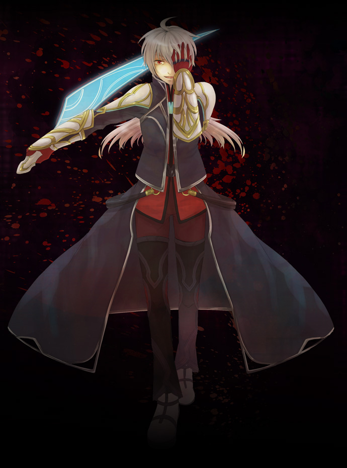 mana_khemia_2, red_eyes, rewrich_wallach, sword, tagme, weapon, white_hair