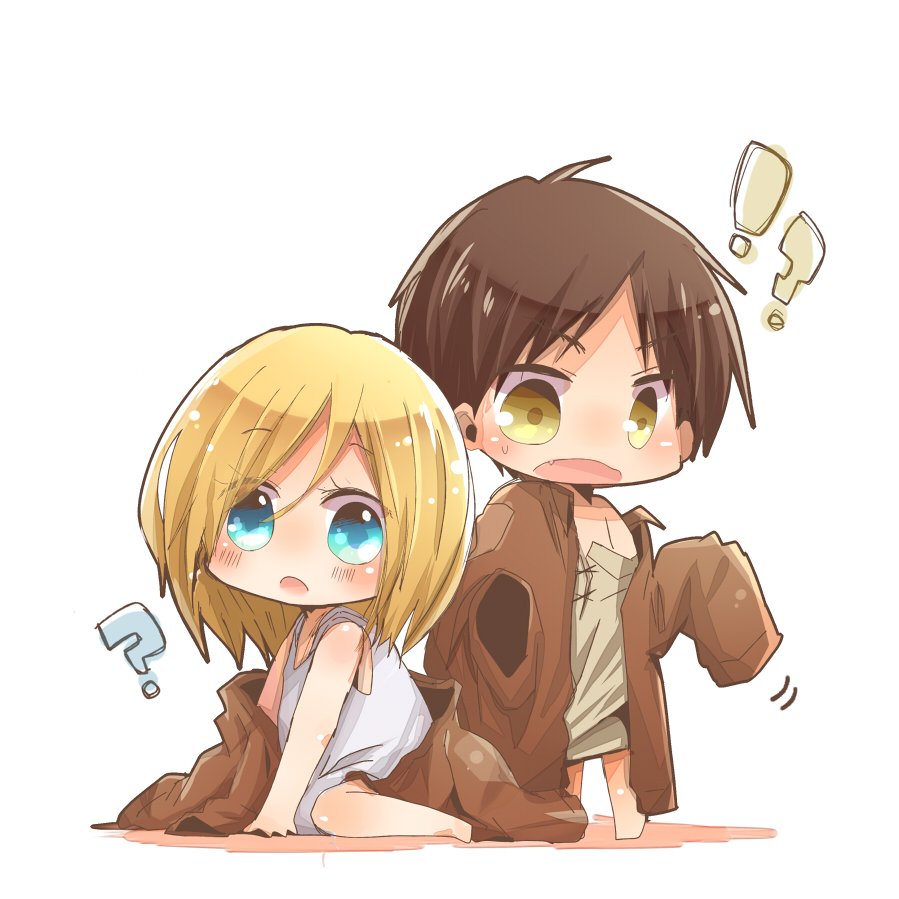 /\/\/\, 1boy, 1girl, barefoot, blonde_hair, blue_eyes, blush, brown_hair