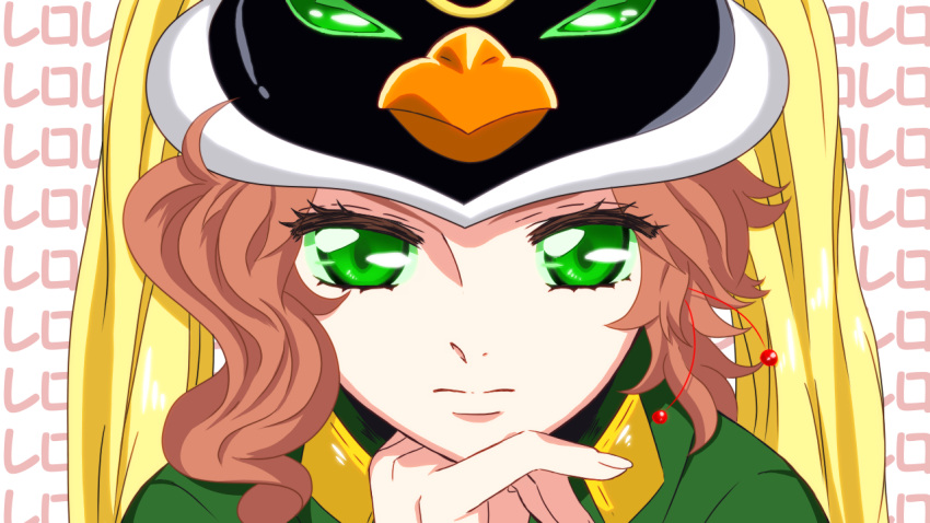 1boy, animal_hat, asyura-1010, brown_hair, derivative_work, earrings, green_eyes, hat