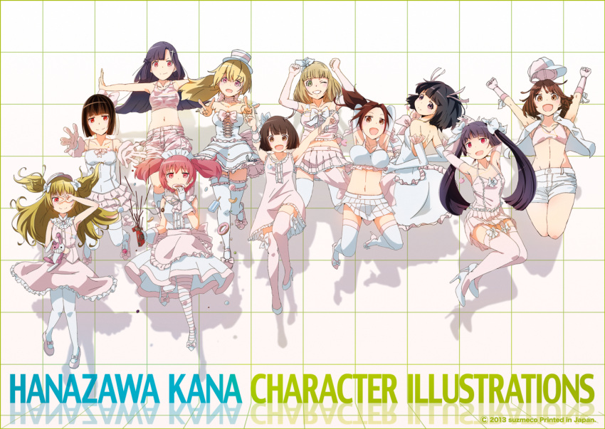 6+girls, alternate_costume, annotated, ao_no_exorcist, boku_wa_tomodachi_ga_sukunai, charlotte_dunois, gokou_ruri, guilty_crown, hanazawa_kana, haruue_erii, hasegawa_kobato, infinite_stratos, inu_x_boku_ss, jumping, kami_nomi_zo_shiru_sekai, kannagi, monogatari_(series), moriyama_shiemi, multiple_girls, ore_no_imouto_ga_konna_ni_kawaii_wake_ga_nai, roromiya_karuta, sasami-san@ganbaranai, seiyuu_connection, sengoku_nadeko, shinomiya_ayase, shiomiya_shiori, suzumeko, to_aru_kagaku_no_railgun, to_aru_majutsu_no_index, yagami_kagami, zange