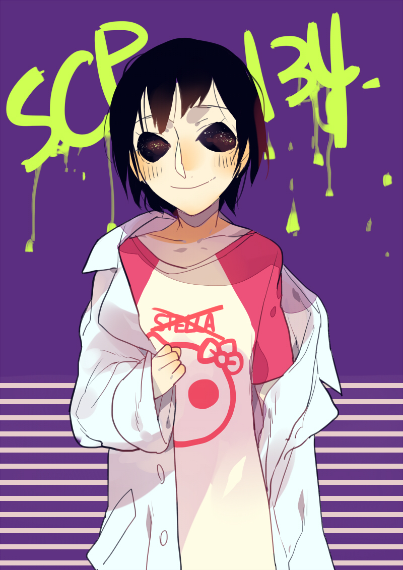 1girl, black_eyes, black_hair, blush, character_name, child, child_drawing, kurogomu