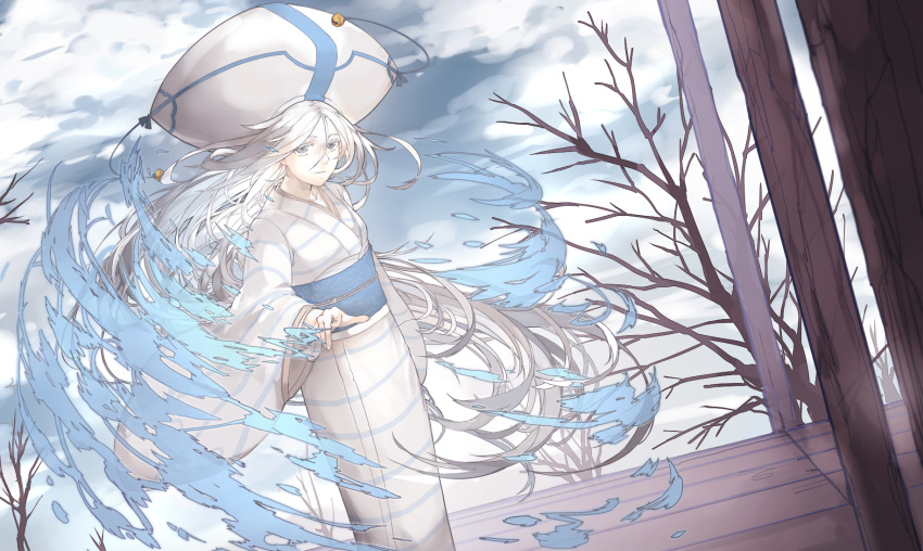 1girl, eyelashes, grey_eyes, highres, japanese_clothes, kuroageha_(mushibugyou), long_hair, mushibugyou