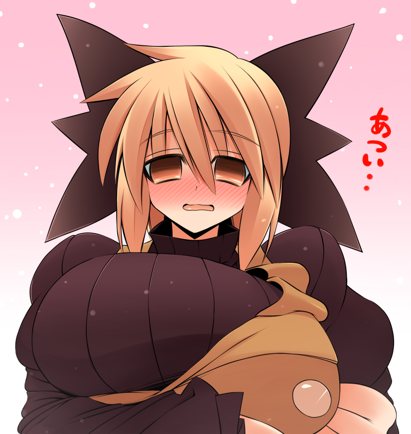 1girl, blonde_hair, bow, breasts, dress, hair_bow, hair_ribbon, hinomoto102521