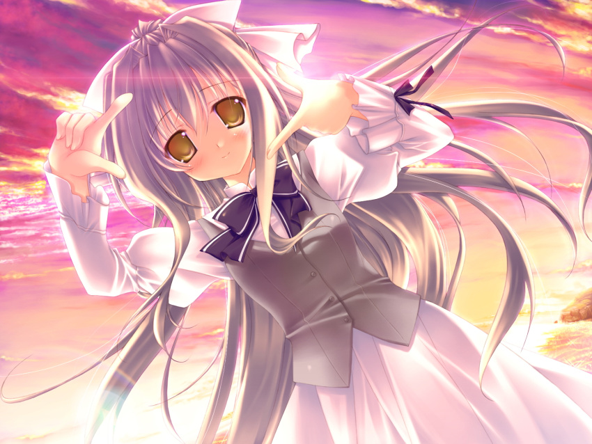 chikotamu, cloud, clouds, dutch_angle, game_cg, hair_ribbon, highres, kiss_to_lord_to_darjeeling