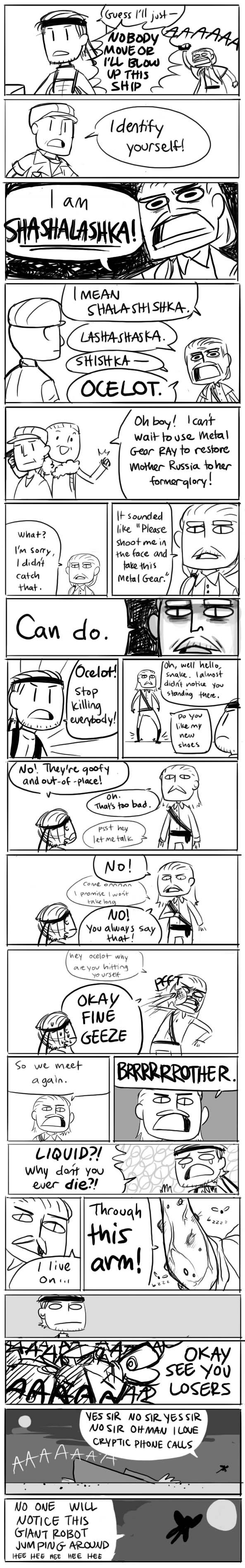 absurdres, comic, hal_emmerich, highres, liquid_ocelot, liquid_snake, long_image, metal_gear_ray