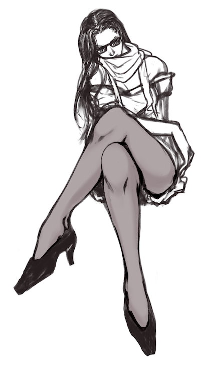 1girl, cigarette, crossed_legs, high_heels, jojo_no_kimyou_na_bouken, legs, lisa_lisa, long_hair