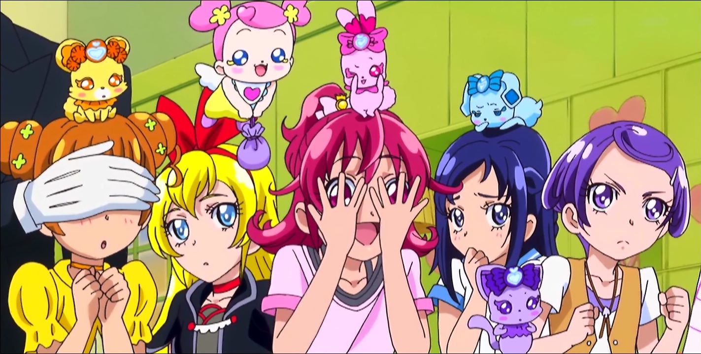 ai-chan_(dokidoki!_precure), aida_mana, aqua_eyes, blonde_hair, blue_eyes, blue_hair, butler, cover_eyes