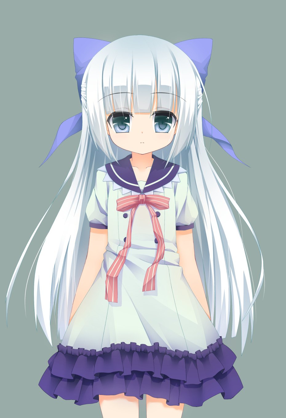 blue_eyes, dress, expressionless, highres, long_hair, mimi_balguerie, ribbon, rou-kyuu-bu!
