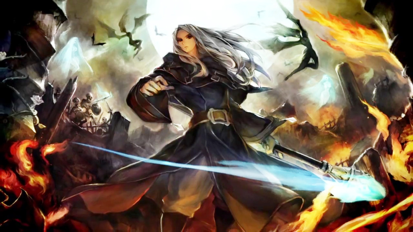 1boy, bat, bat_wings, belt, belt_buckle, blue_fire, capelet, cloak