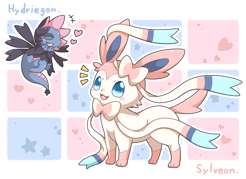 2027_(submarine2027), blue_eyes, bow, english, heart, hydreigon, no_humans, pokemon