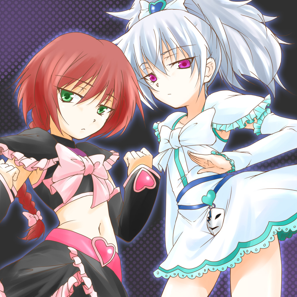 braid, cosplay, cure_black, cure_black_(cosplay), cure_white, cure_white_(cosplay), darker_than_black, futari_wa_precure