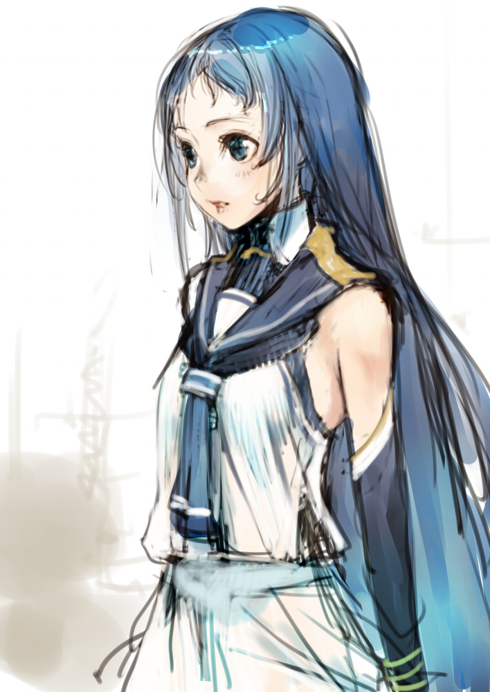 1girl, blue_eyes, blue_hair, branch_(blackrabbits), elbow_gloves, gloves, kantai_collection, long_hair