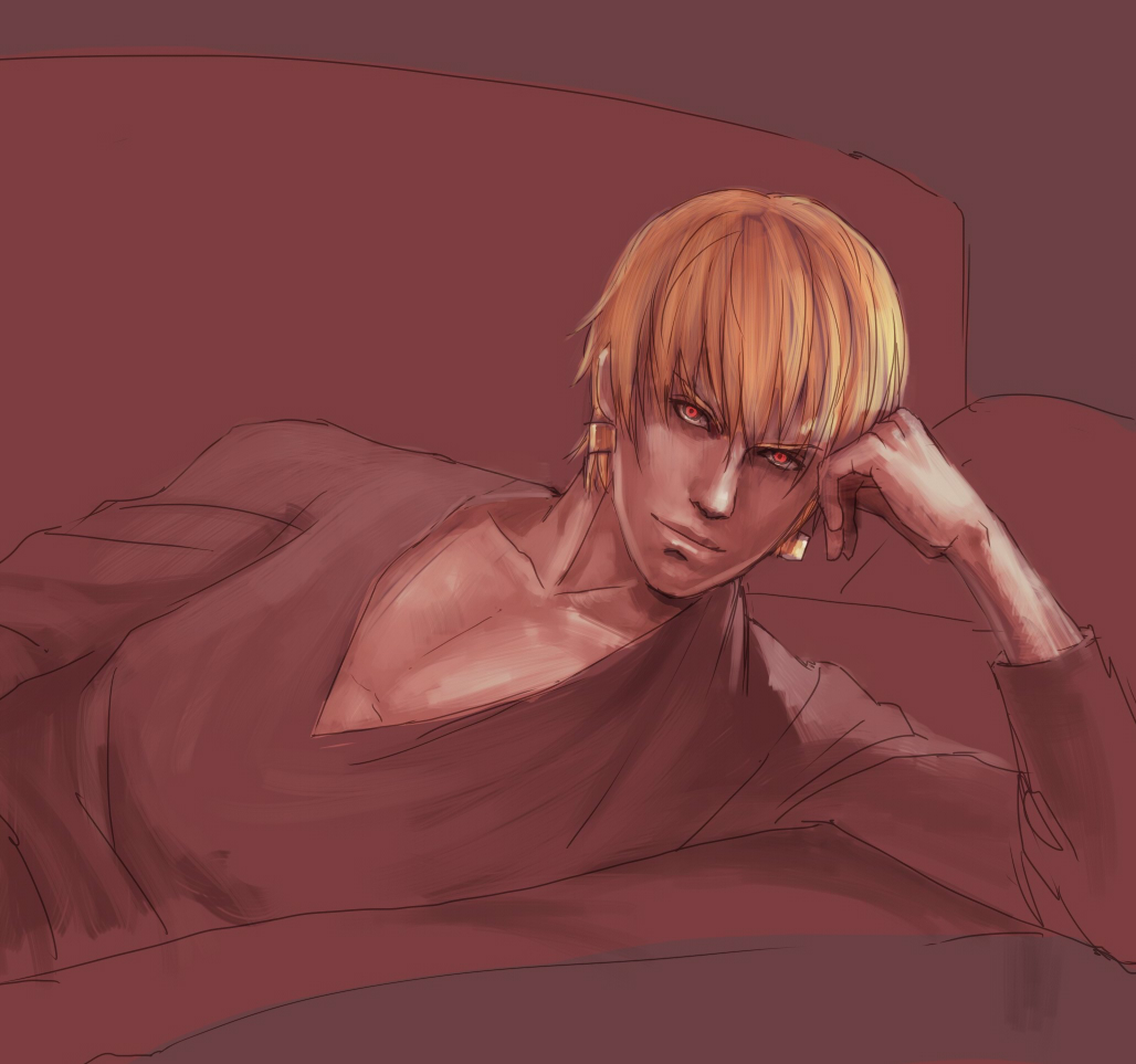 1boy, blonde_hair, calborn, earrings, fate/zero, fate_(series), gilgamesh, jewelry