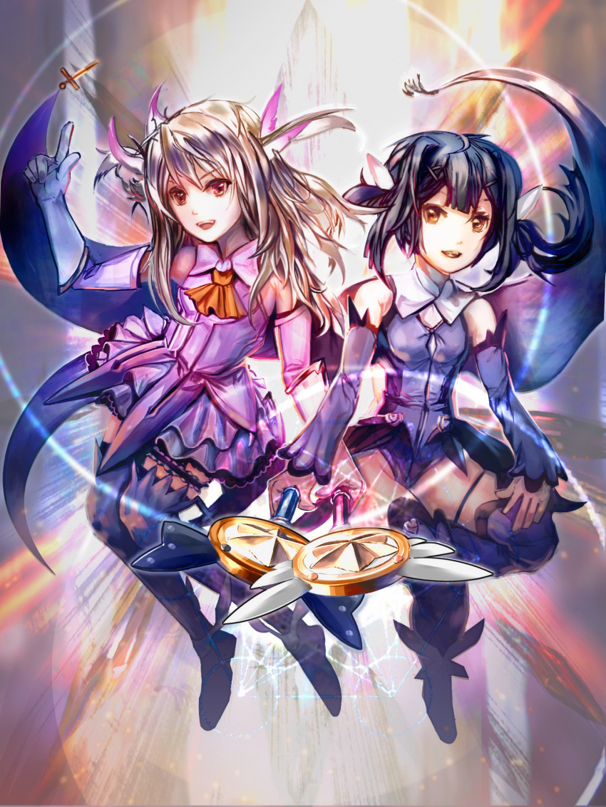 2girls, black_hair, fate/kaleid_liner_prisma_illya, fate_(series), hair_ornament, hairclip, highres, illyasviel_von_einzbern