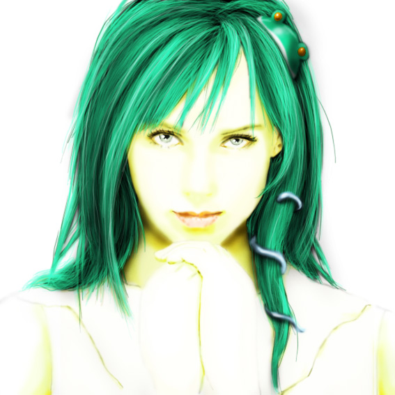 cielo_(zaki), cielozaki, green_eyes, green_hair, kochiya_sanae, lips, photorealistic, realistic