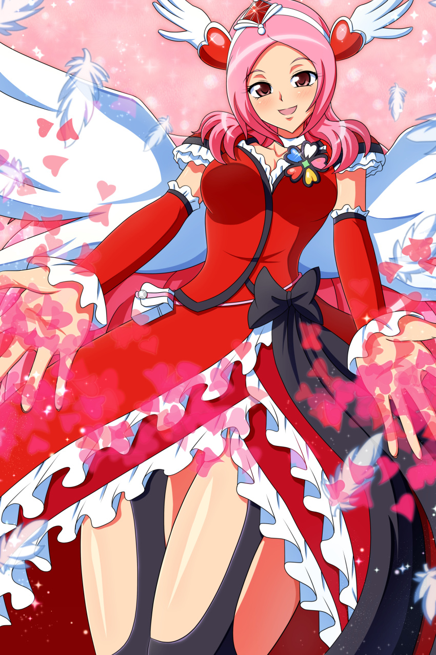 1girl, absurdres, angel_wings, aokura_shou, bow, brooch, cure_angel_(fresh_precure!), cure_passion