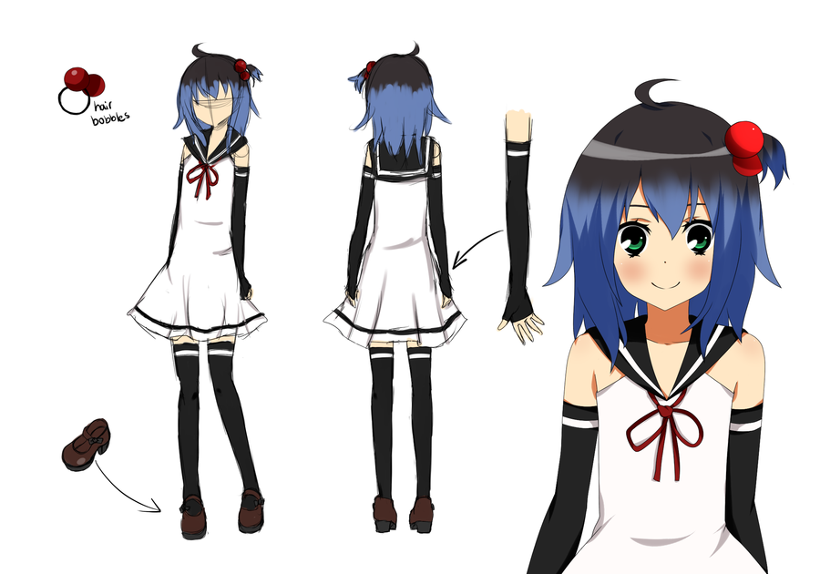 1boy, black_hair, black_legwear, blue_hair, blush, character_sheet, concept_art, desubunny