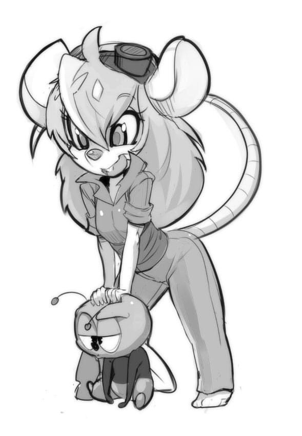 1girl, animal_ears, antennae, chip_'n_dale_rescue_rangers, disney, fly, furry, gadget_hackwrench