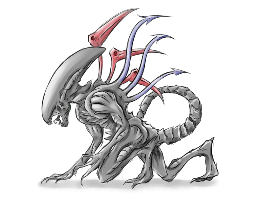 alien, alien_(movie), asymmetrical_wings, claws, fusion, houjuu_nue, open_mouth, rass-mameki