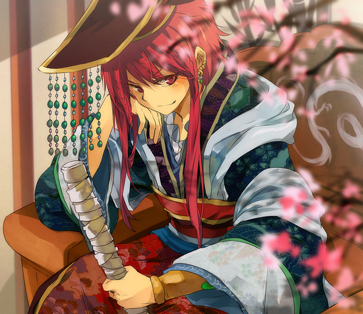1boy, alternate_costume, beads, hat, looking_at_viewer, magi_the_labyrinth_of_magic, male, nuriko-kun