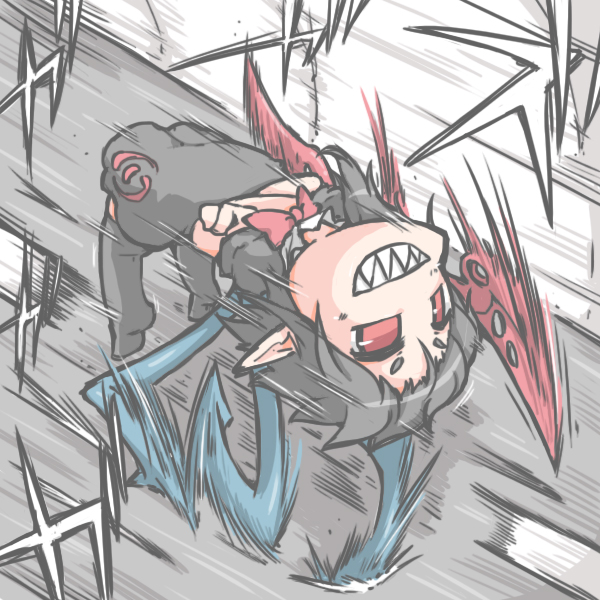 1girl, asymmetrical_wings, black_hair, black_legwear, bow, crawling, crossed_arms, dress