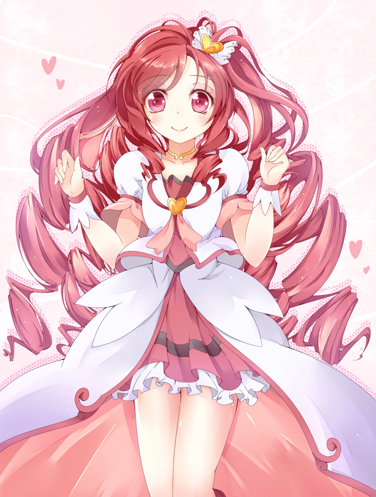 1girl, blush, bow, brooch, choker, cure_ace, dokidoki!_precure, dress